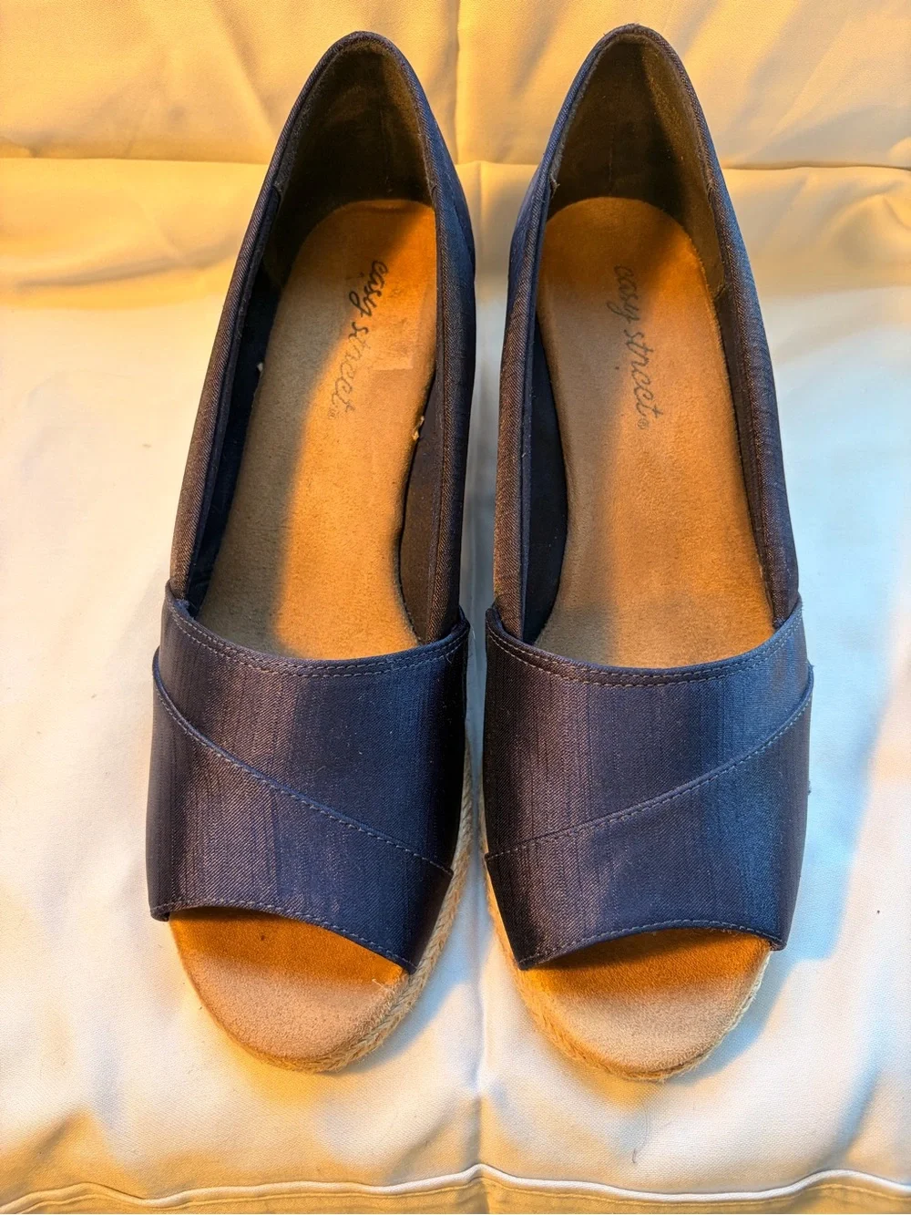 easy street Navy Espadrille Wedge Slip-On